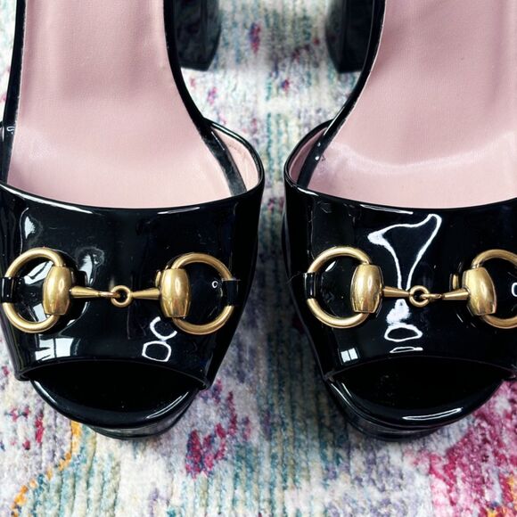 Gucci Patent Leather Claudie Platform Sandals - Picture 6 of 11